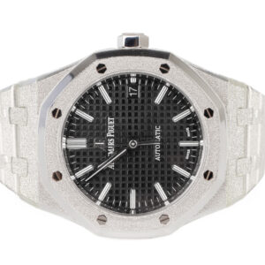 audemars piguet 37 frosted black dial diamond dust 18ct white gold 15454bc.gg.1259bc.03