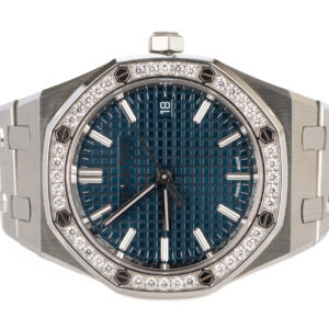 audemars piguet royal oak 34 blue dial diamond bezel 77451st.zz.1361st.04 steel