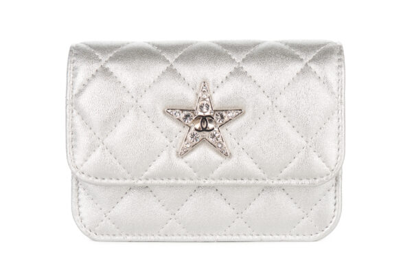 chanel chain belt bag crystal quilted star mini metallic lambskin silver hardware