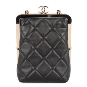 chanel kiss plexi clutch with chain black lambskin gold hardware