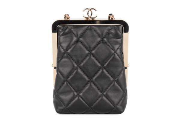 chanel kiss plexi clutch with chain black lambskin gold hardware