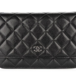 chanel wallet on chain black caviar silver hardware