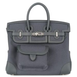 hermès birkin 25 cargo gris misty toile / swift palladium hardware