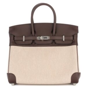 hermès birkin 25 mocca toile / swift palladium hardware