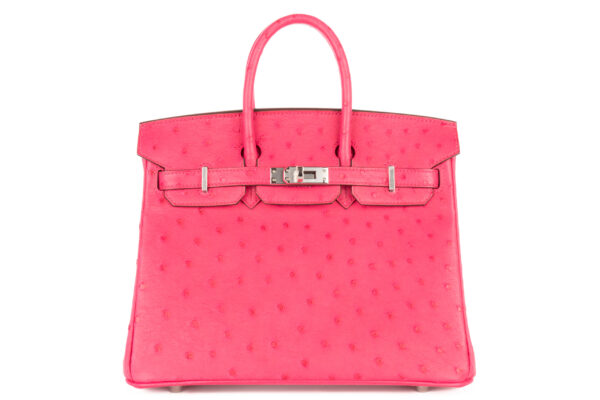 hermès birkin 25 rose tyrien ostrich palladium hardware