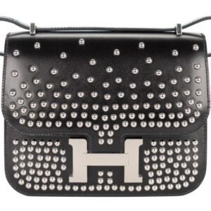 hermès constance 18 cloute – studded noir – black box leather palladium hardware