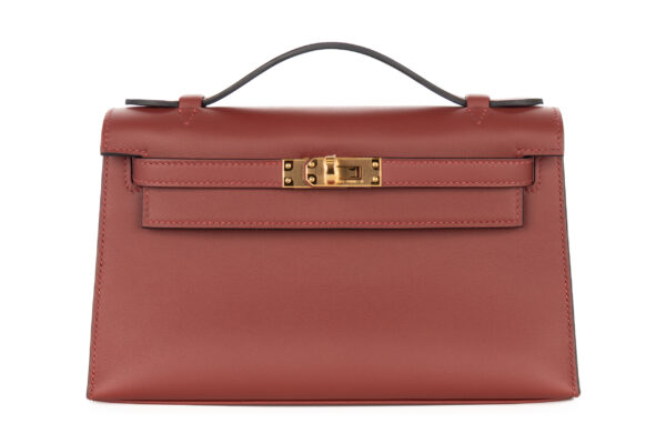 hermès kelly pochette rouge h swift gold hardware