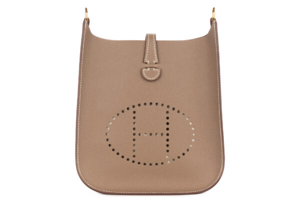 hermès mini evelyne etoupe epsom gold hardware