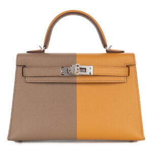 hermès mini kelly casaque sesame / etoupe bleu indigo epsom palladium hardware