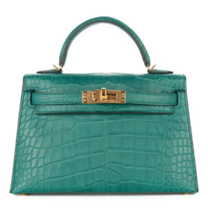 hermès mini kelly malachite matte alligator gold hardware