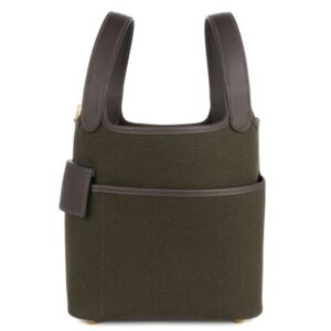 hermès picotin 18 cargo ebene / dark bronze swift / toile gold hardware