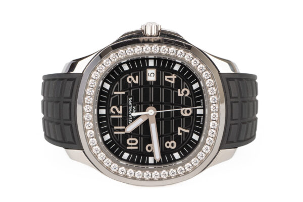 patek philippe aquanaut luce steel black dial diamond bezel black rubber bracelet – 5267/200a 001