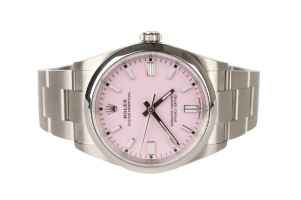 rolex oyster pepertual 36 candy pink dial smooth bezel oyster bracelet 126000