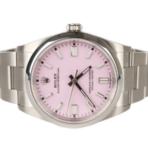 rolex oyster pepertual 36 candy pink dial smooth bezel oyster bracelet 126000