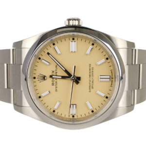 rolex oyster perpetual 36 beige dial oyster bracelet smooth bezel 126000